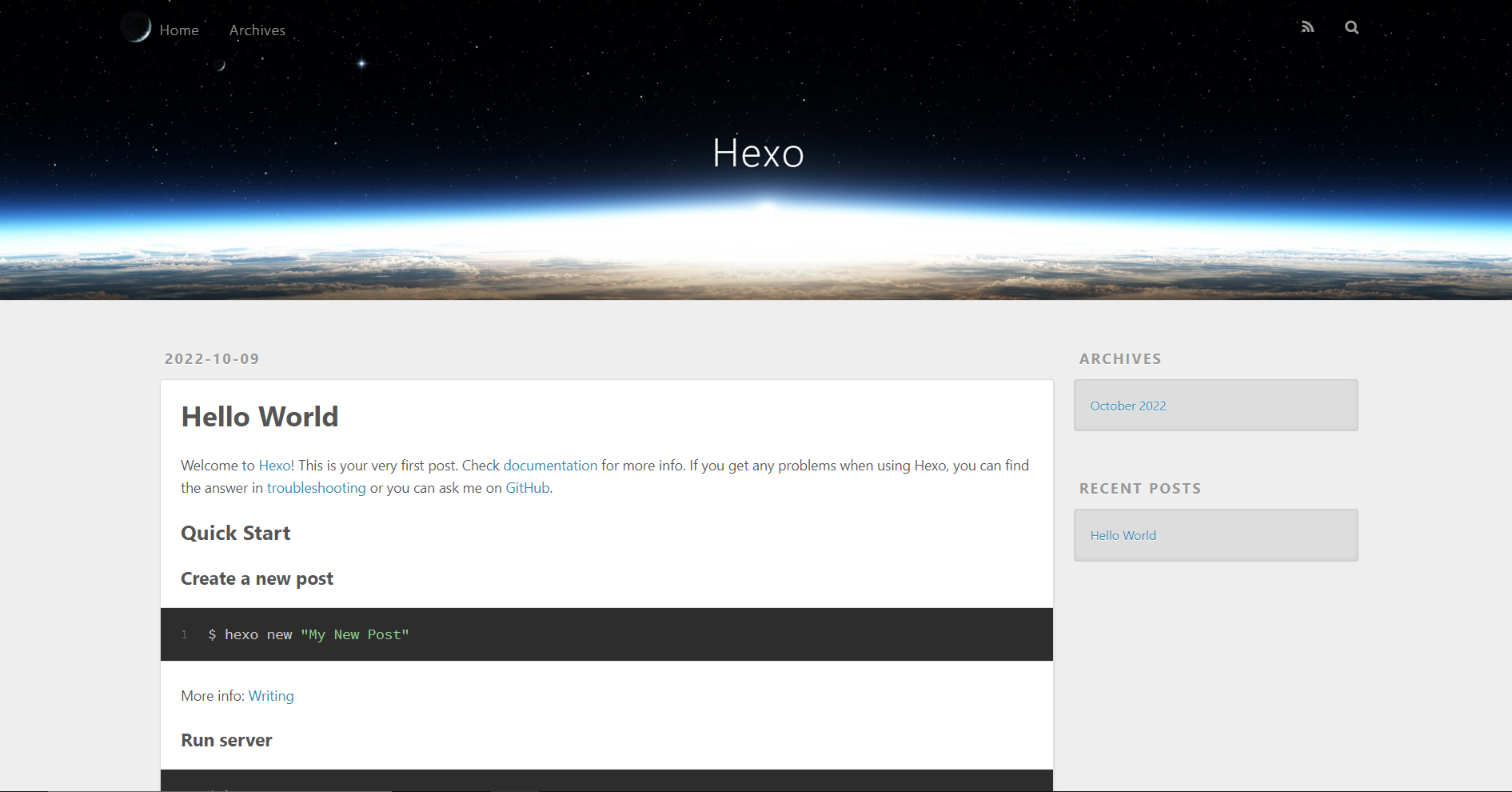 hexo初始页面